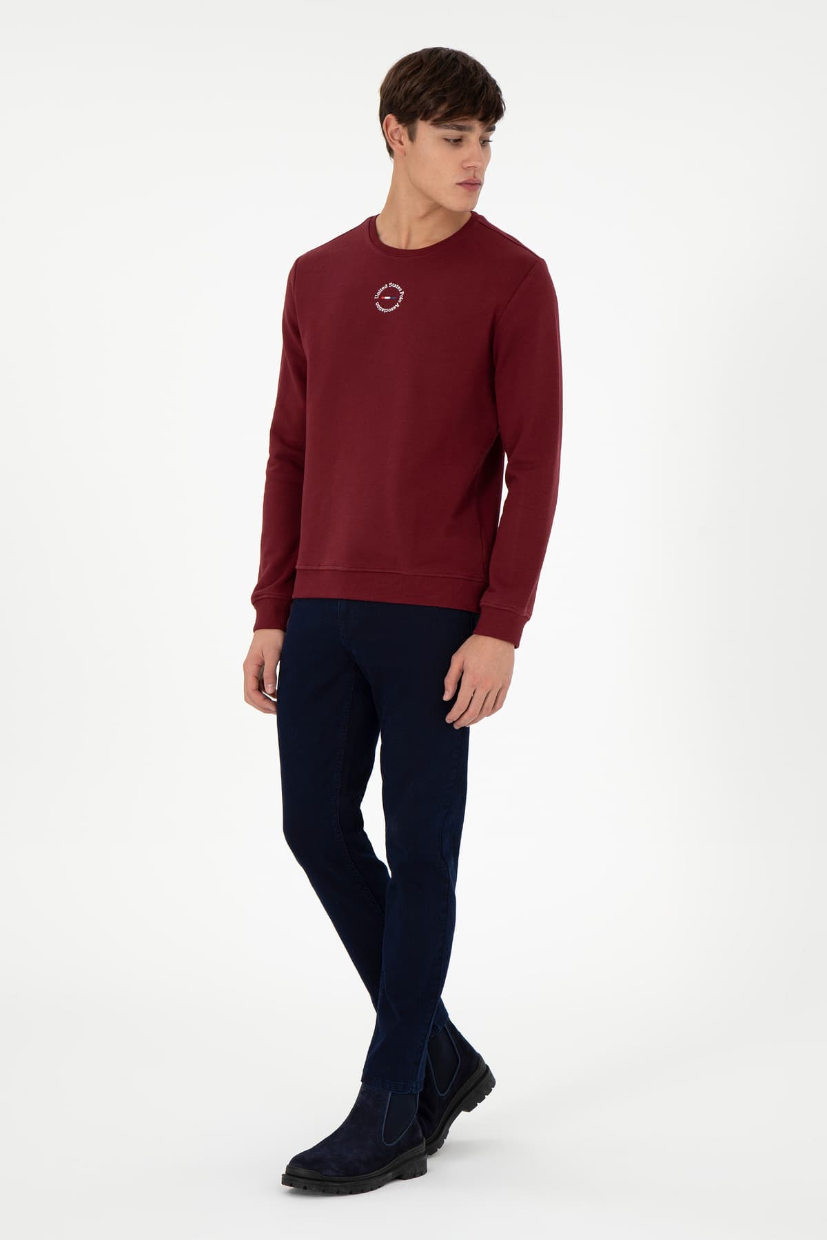 سوئیشرت مردانه U.S. Polo Assn. فیت معمولی یقه گرد زرشکی مدل 50293436-VR014 سوئیشرت مردانه U.S. Polo Assn. فیت معمولی یقه گرد زرشکی مدل 50293436-VR014