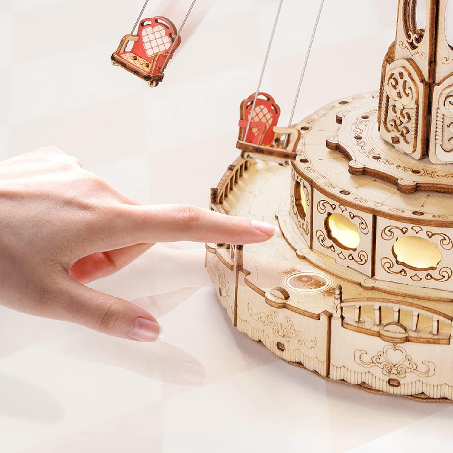 جعبه موسیقی پازلی سهبعدی چوبی برای بزرگسالان ROKR با LED و تاب چرخان مکانیکی DIY جعبه موسیقی پازلی سهبعدی چوبی برای بزرگسالان ROKR با LED و تاب چرخان مکانیکی DIY