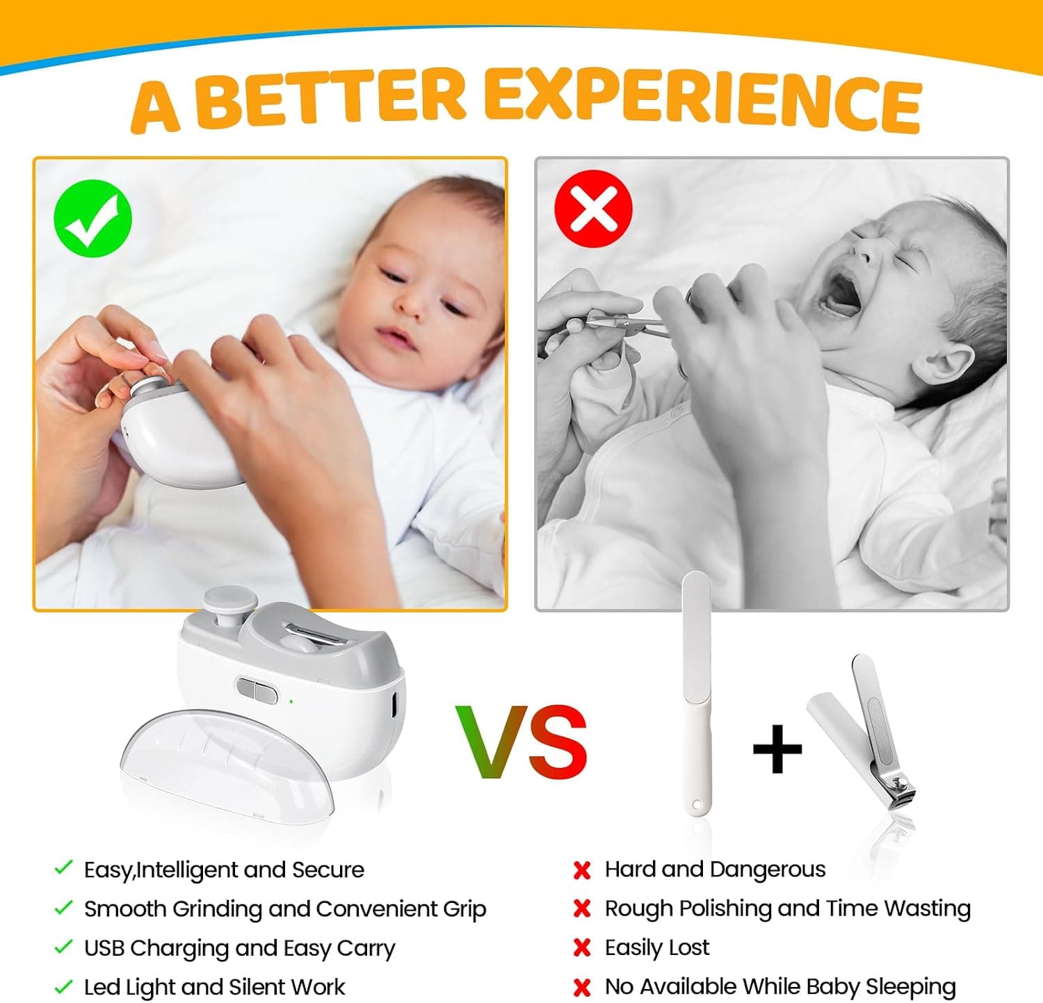 ناخنگیر برقی LED نوزاد و کودک IvyWind دوکاره با سوهان و جمعکننده خردهناخن، سفید ناخنگیر برقی LED نوزاد و کودک IvyWind دوکاره با سوهان و جمعکننده خردهناخن، سفید