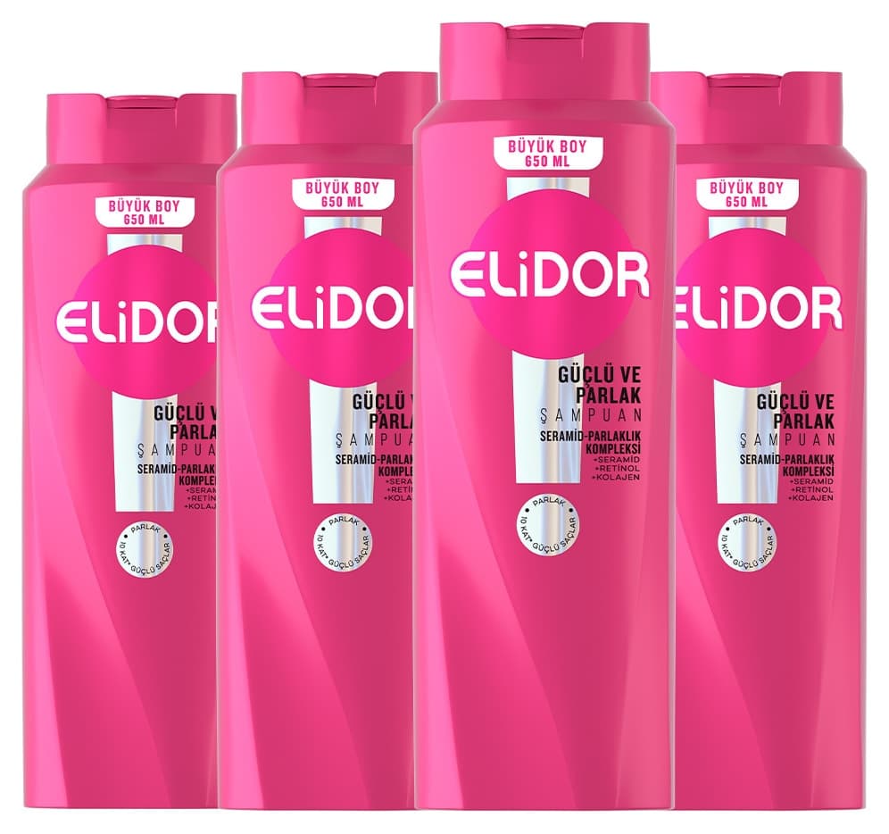 شامپو مراقبت از مو Elidor مدل Güçlü ve Parlak 650 ml x4 شامپو مراقبت از مو Elidor مدل Güçlü ve Parlak 650 ml x4