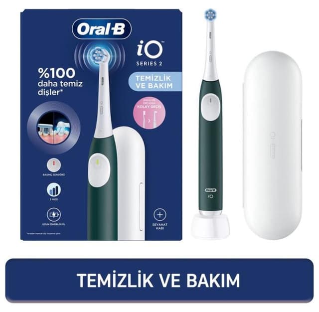 مسواک شارژی Oral-B سبز جنگلی مدل İo 2 با 1 سری مسواک و 1 کیف سفر مسواک شارژی Oral-B سبز جنگلی مدل İo 2 با 1 سری مسواک و 1 کیف سفر