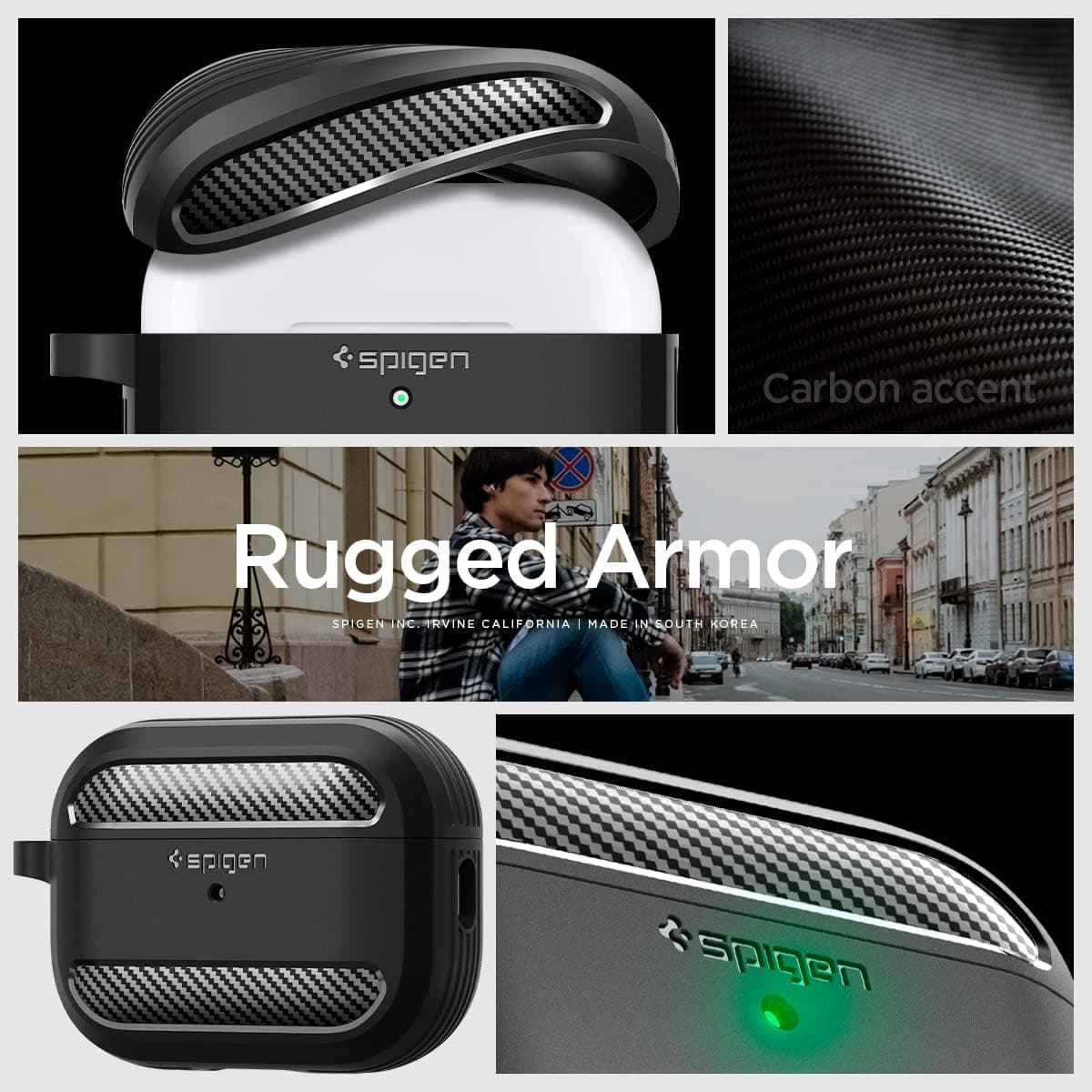 قاب سازگار با AirPods Pro 2/1 Spigen مشکی مات مدل Rugged Armor ACS05482 قاب سازگار با AirPods Pro 2/1 Spigen مشکی مات مدل Rugged Armor ACS05482
