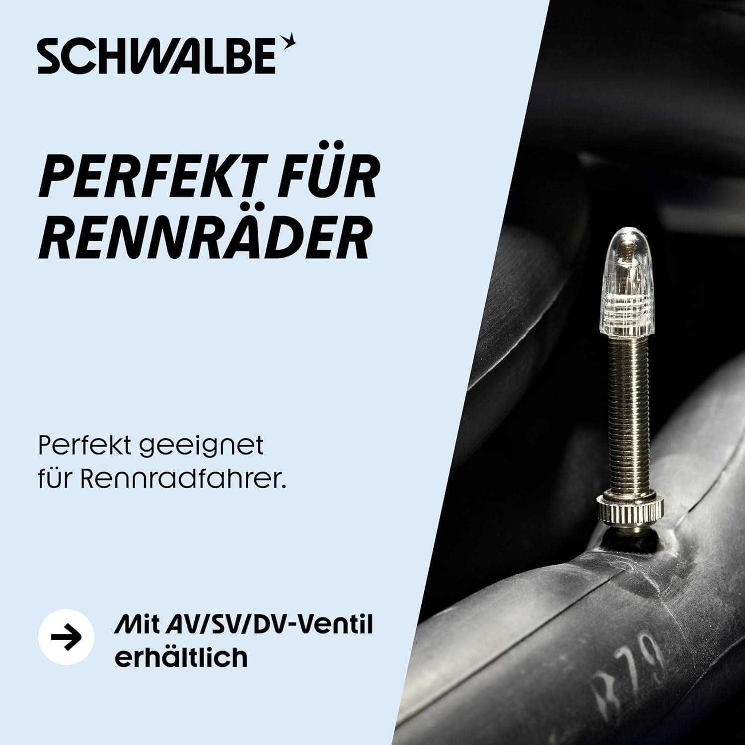 تیوپ Schwalbe سایز 700x18-28 با والف سوزنی 60mm تیوپ Schwalbe سایز 700x18-28 با والف سوزنی 60mm