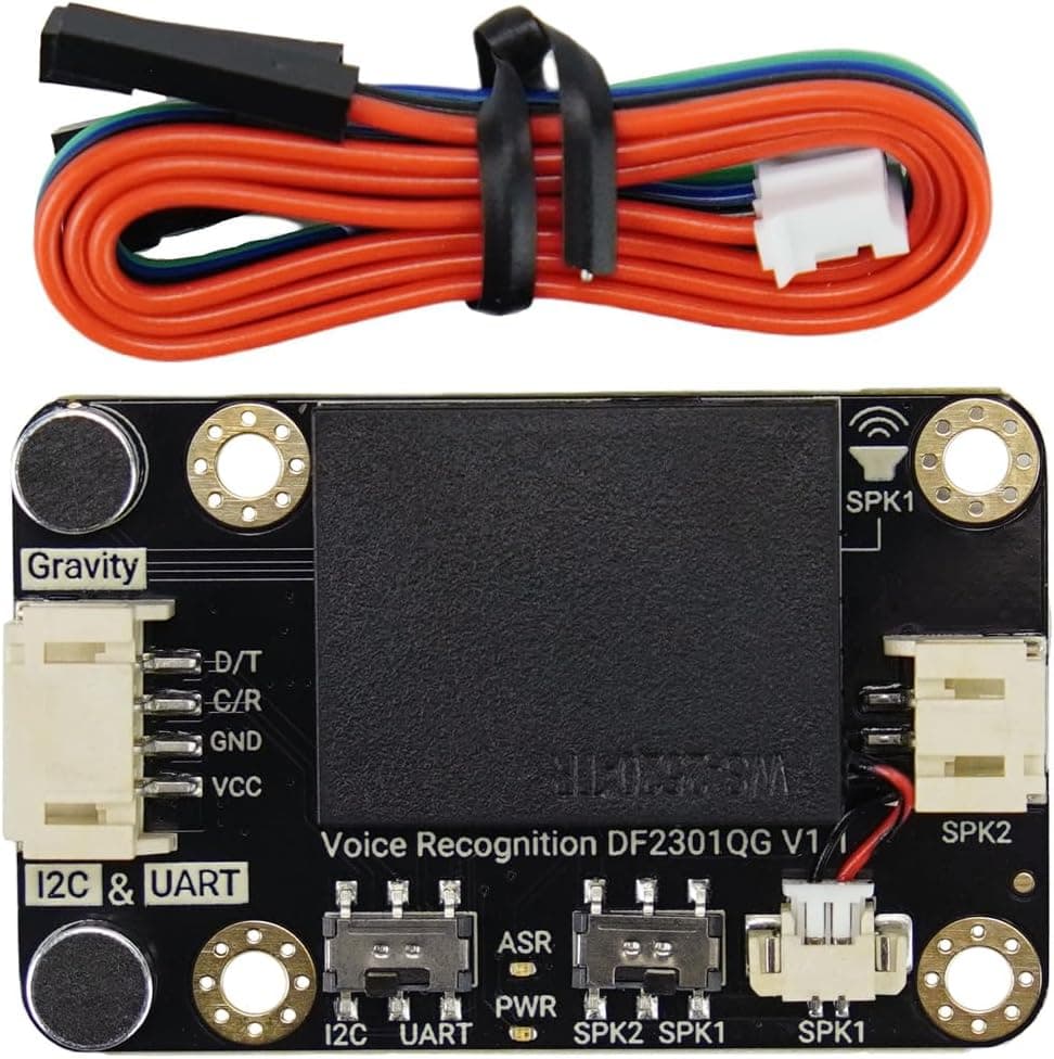 ماژول تشخیص صدای آموزش زبان آفلاین DFROBOT Gravity برای Arduino، Raspberry Pi، Python و ESP32 با I2C و UART ماژول تشخیص صدای آموزش زبان آفلاین DFROBOT Gravity برای Arduino، Raspberry Pi، Python و ESP32 با I2C و UART