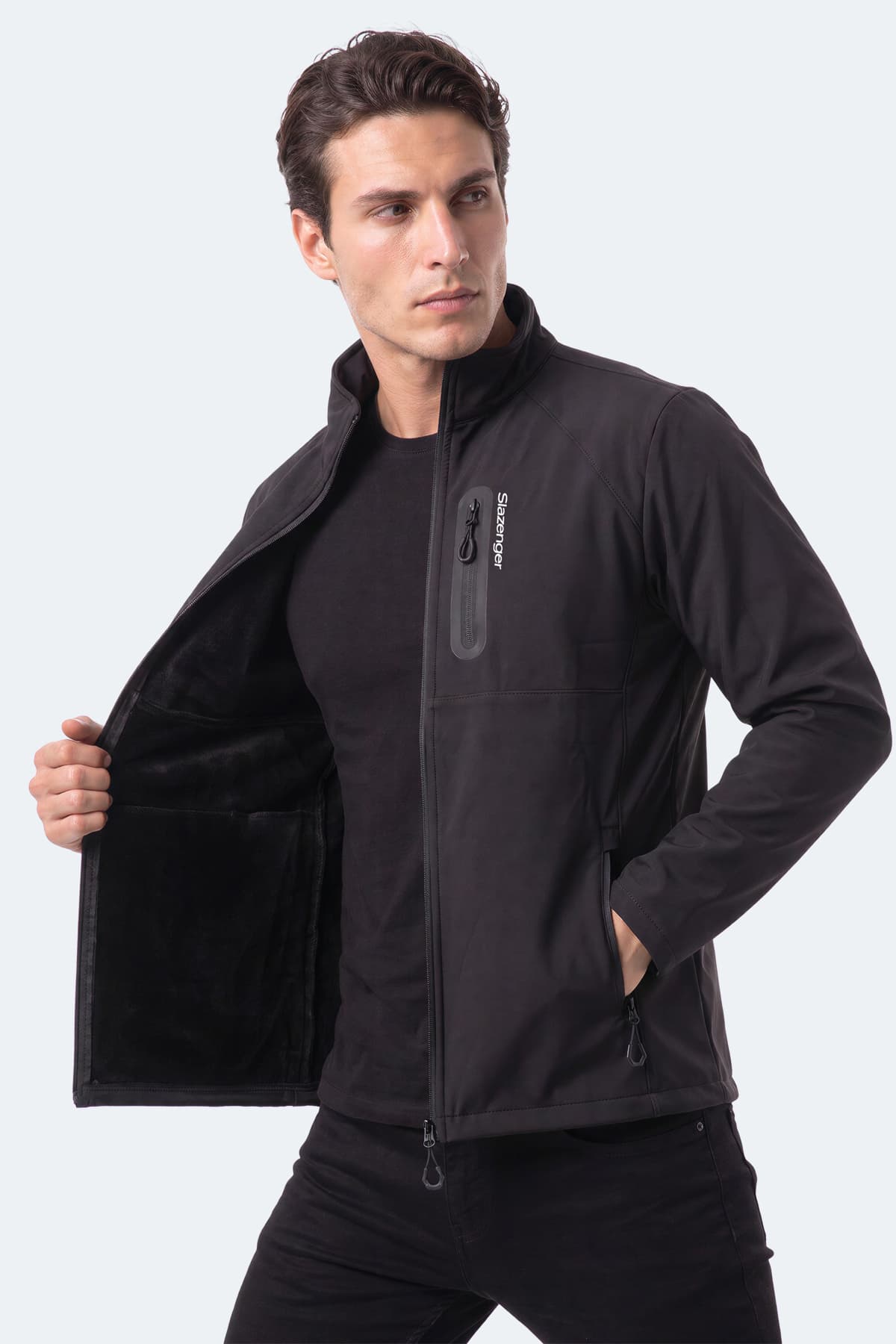 مونت مردانه Slazenger پلار ضد باد و آب سافتشل مشکی مدل CRIMSON I مونت مردانه Slazenger پلار ضد باد و آب سافتشل مشکی مدل CRIMSON I