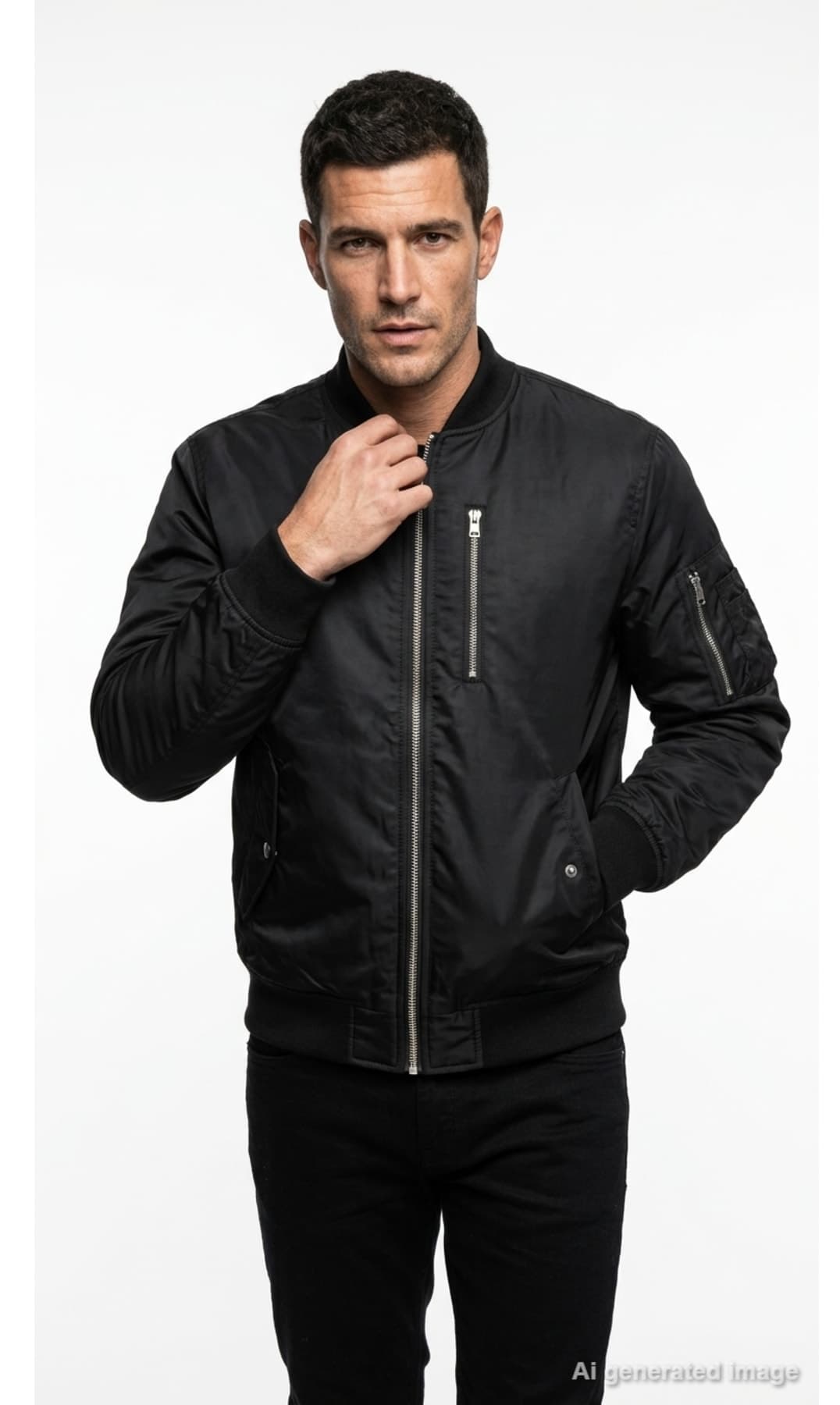ژاکت مردانه Jack & Jones مشکی CotraceBomber یقه ریب زیپ دار مدل 12301762 ژاکت مردانه Jack & Jones مشکی CotraceBomber یقه ریب زیپ دار مدل 12301762