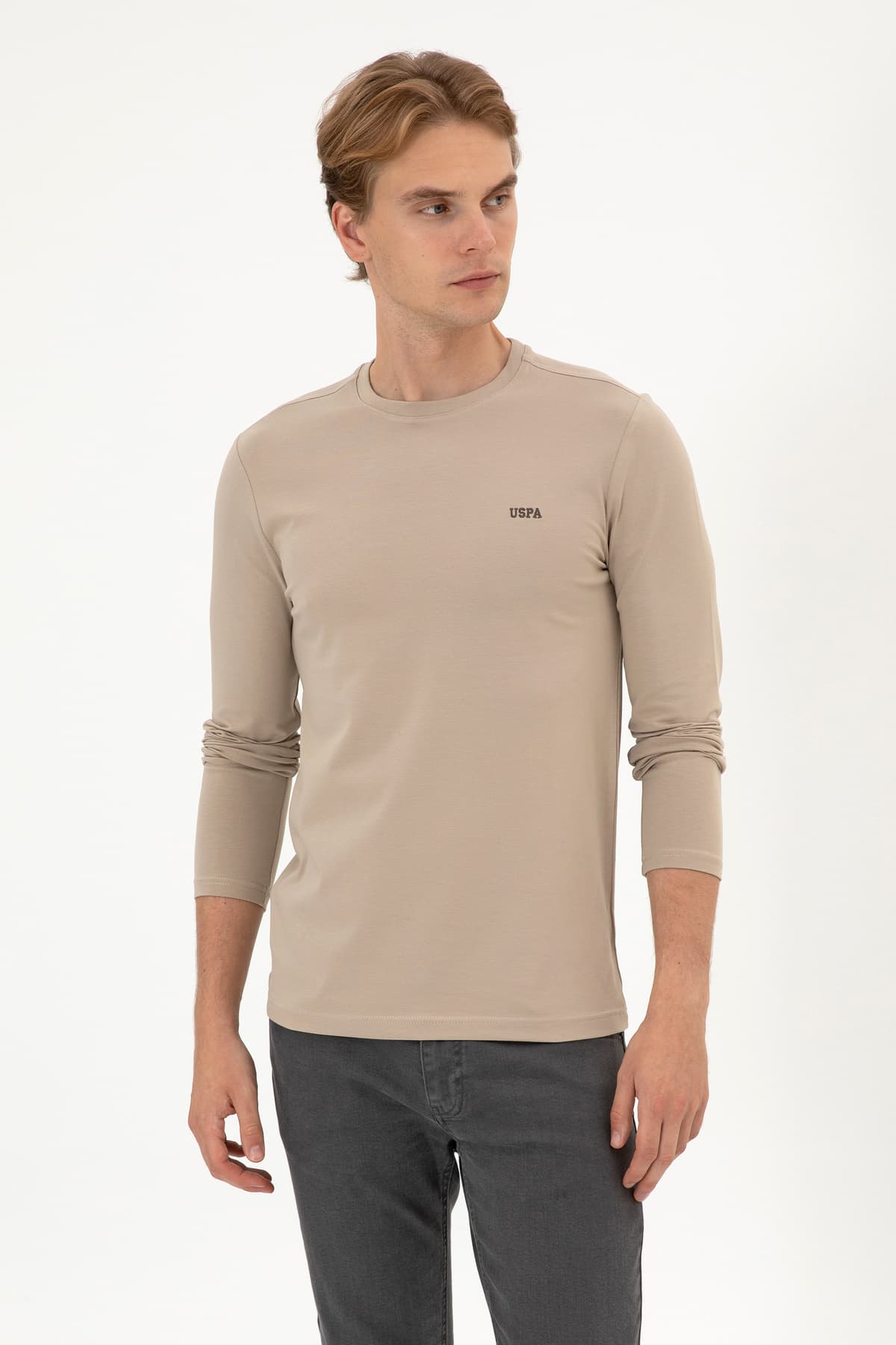 سوئیشرت مردانه U.S. Polo Assn. اسلیم فیت یقه گرد بژ تیره Süprem Basic 50313744-VR088 سوئیشرت مردانه U.S. Polo Assn. اسلیم فیت یقه گرد بژ تیره Süprem Basic 50313744-VR088