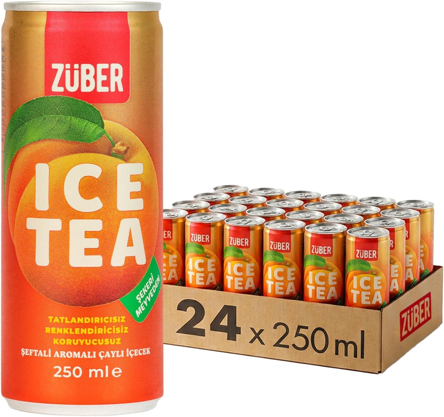 نوشیدنی چای سرد هلو Züber 250ml × 24 عدد نوشیدنی چای سرد هلو Züber 250ml × 24 عدد