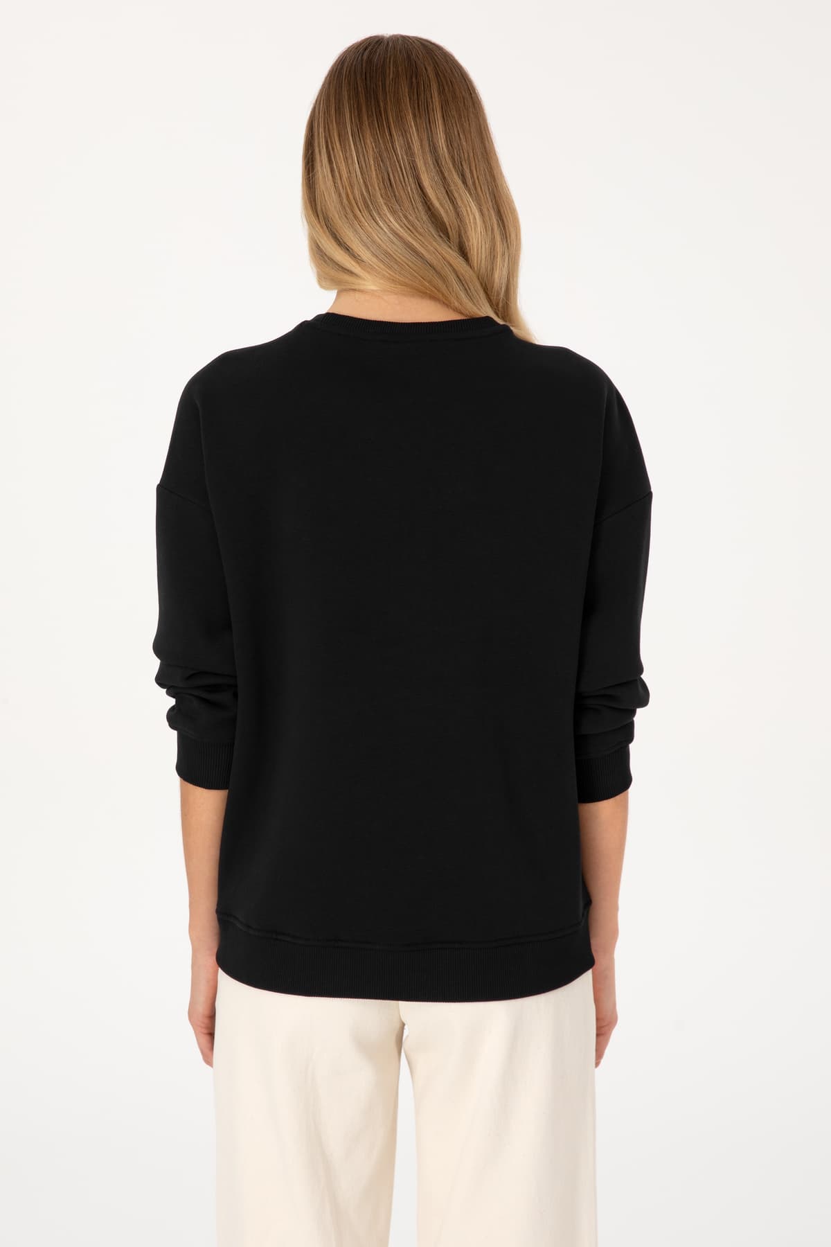 سویشرت زنانه U.S. Polo Assn. مشکی شاردون یقه گرد Basic مدل 50313586-VR046 سویشرت زنانه U.S. Polo Assn. مشکی شاردون یقه گرد Basic مدل 50313586-VR046