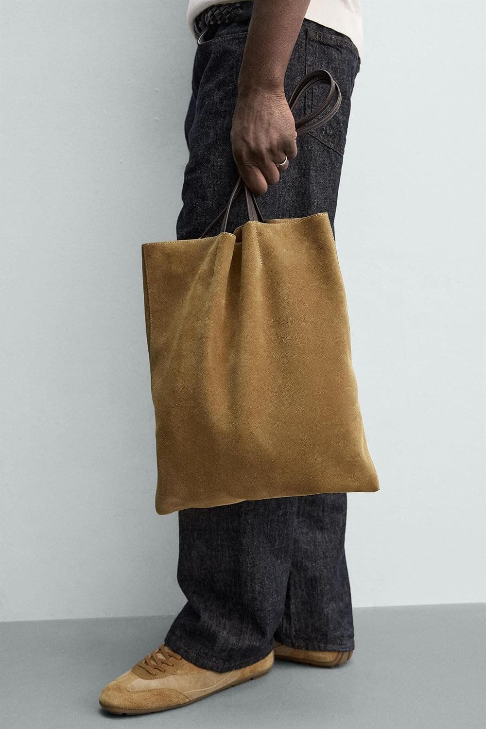 کیف Tote چرمی زنانه Zara قهوهای توتونی کیف Tote چرمی زنانه Zara قهوهای توتونی