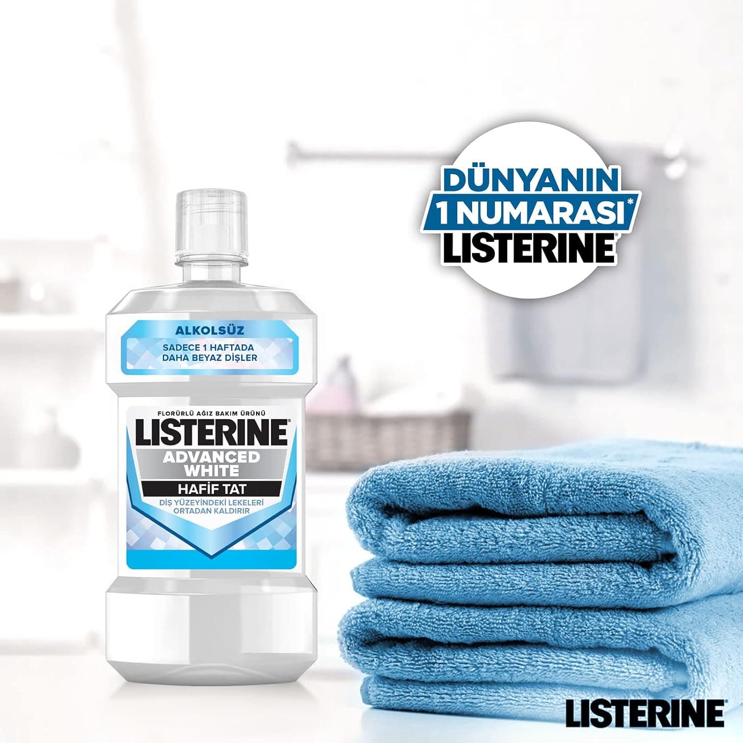 دهانشویه Listerine Advanced White با طعم ملایم 500 ml دهانشویه Listerine Advanced White با طعم ملایم 500 ml