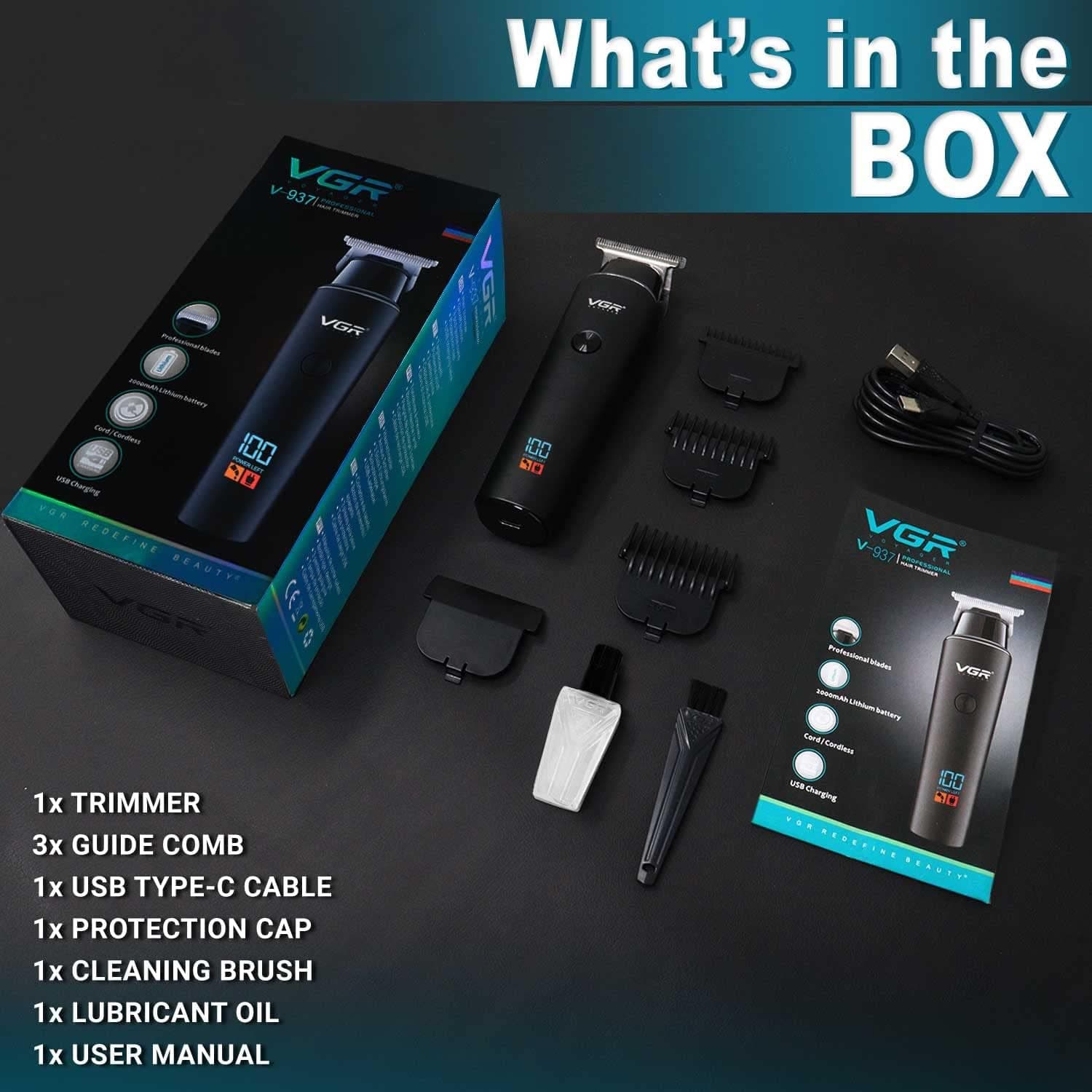 ماشین اصلاح موی حرفهای VGR سیمی و بیسیم مشکی مدل V-937 ماشین اصلاح موی حرفهای VGR سیمی و بیسیم مشکی مدل V-937