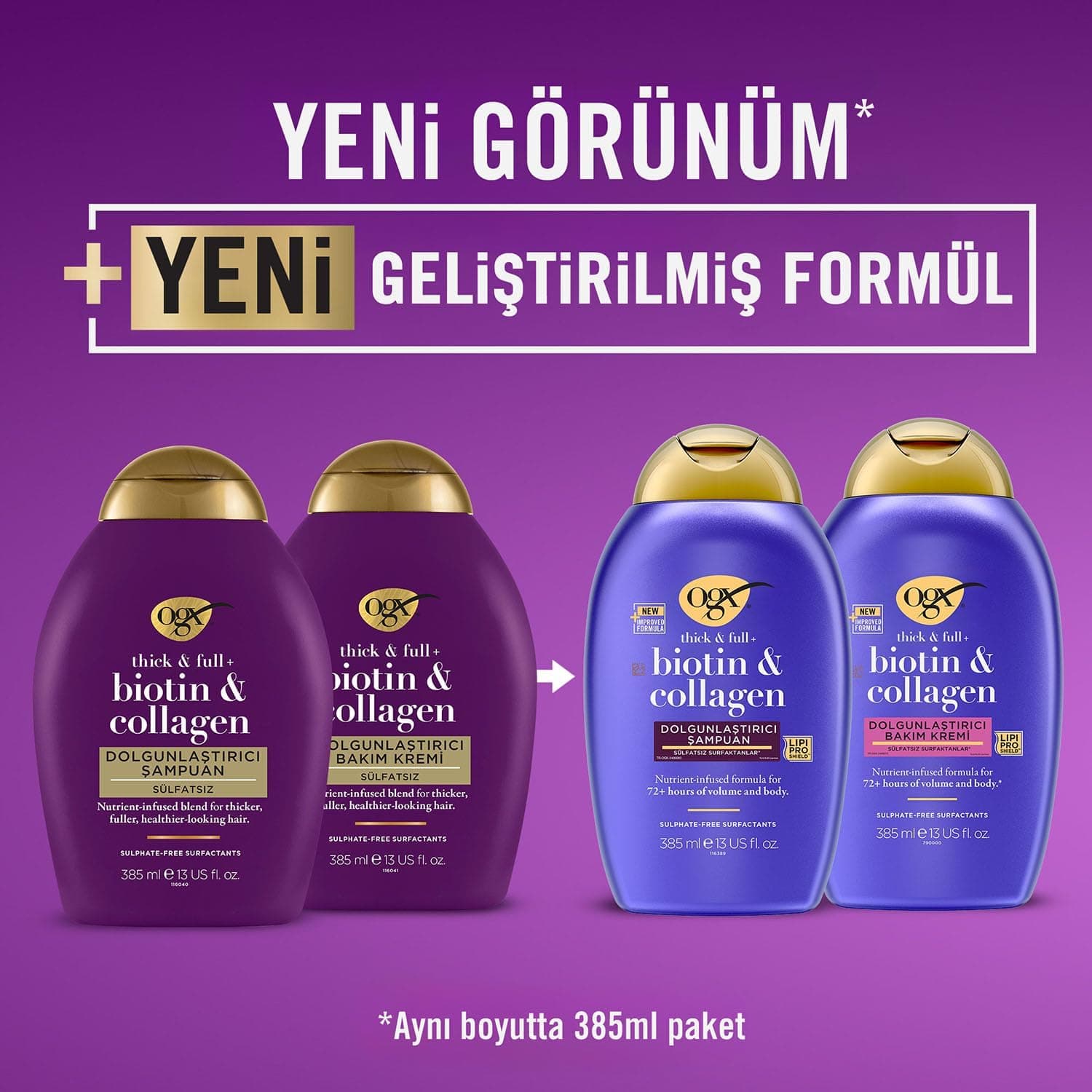 شامپو OGX بیوتین و کلاژن حجمدهنده بدون سولفات 385ml×4 عدد شامپو OGX بیوتین و کلاژن حجمدهنده بدون سولفات 385ml×4 عدد