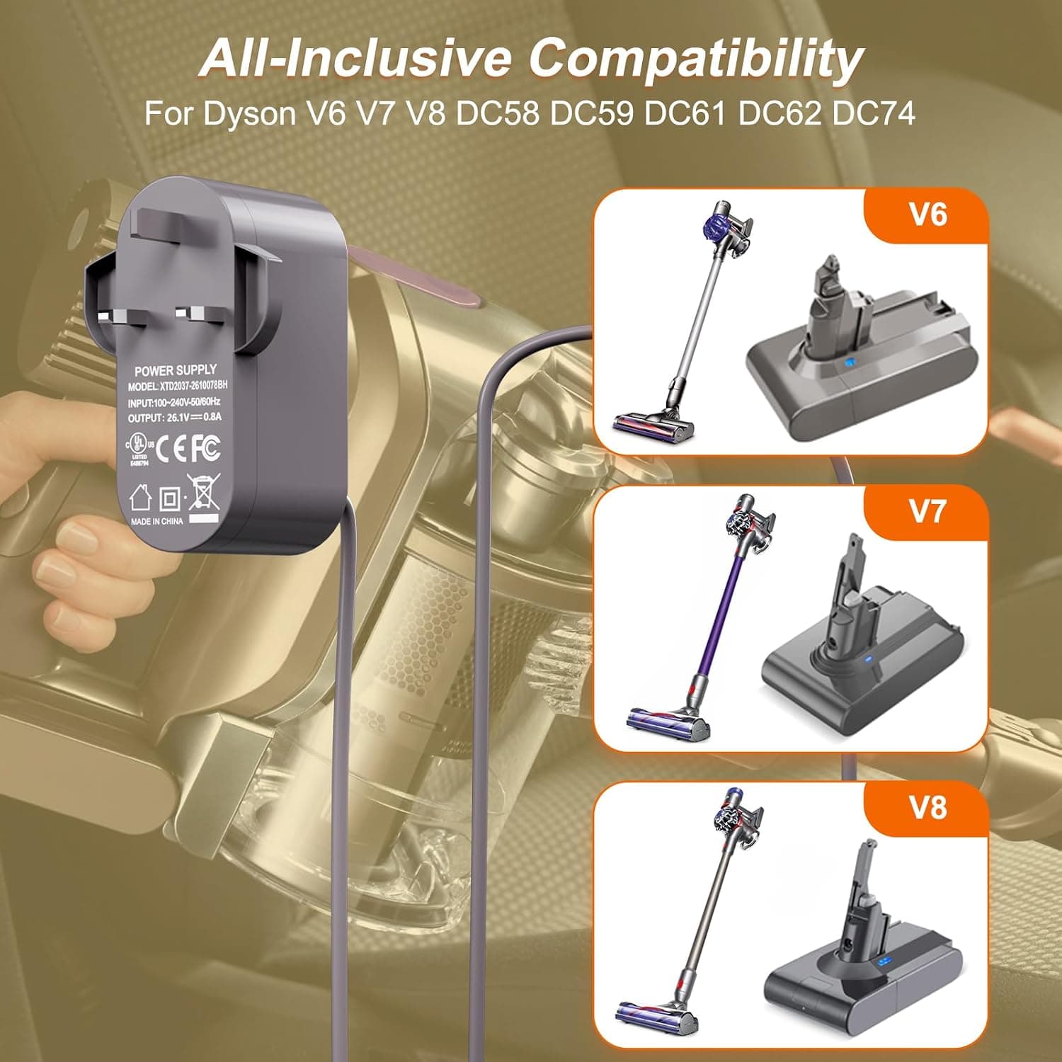شارژر باتری Qurzou 26.1V مناسب Dyson V6 V7 V8 SV03 SV04 DC58 DC59 شارژر باتری Qurzou 26.1V مناسب Dyson V6 V7 V8 SV03 SV04 DC58 DC59