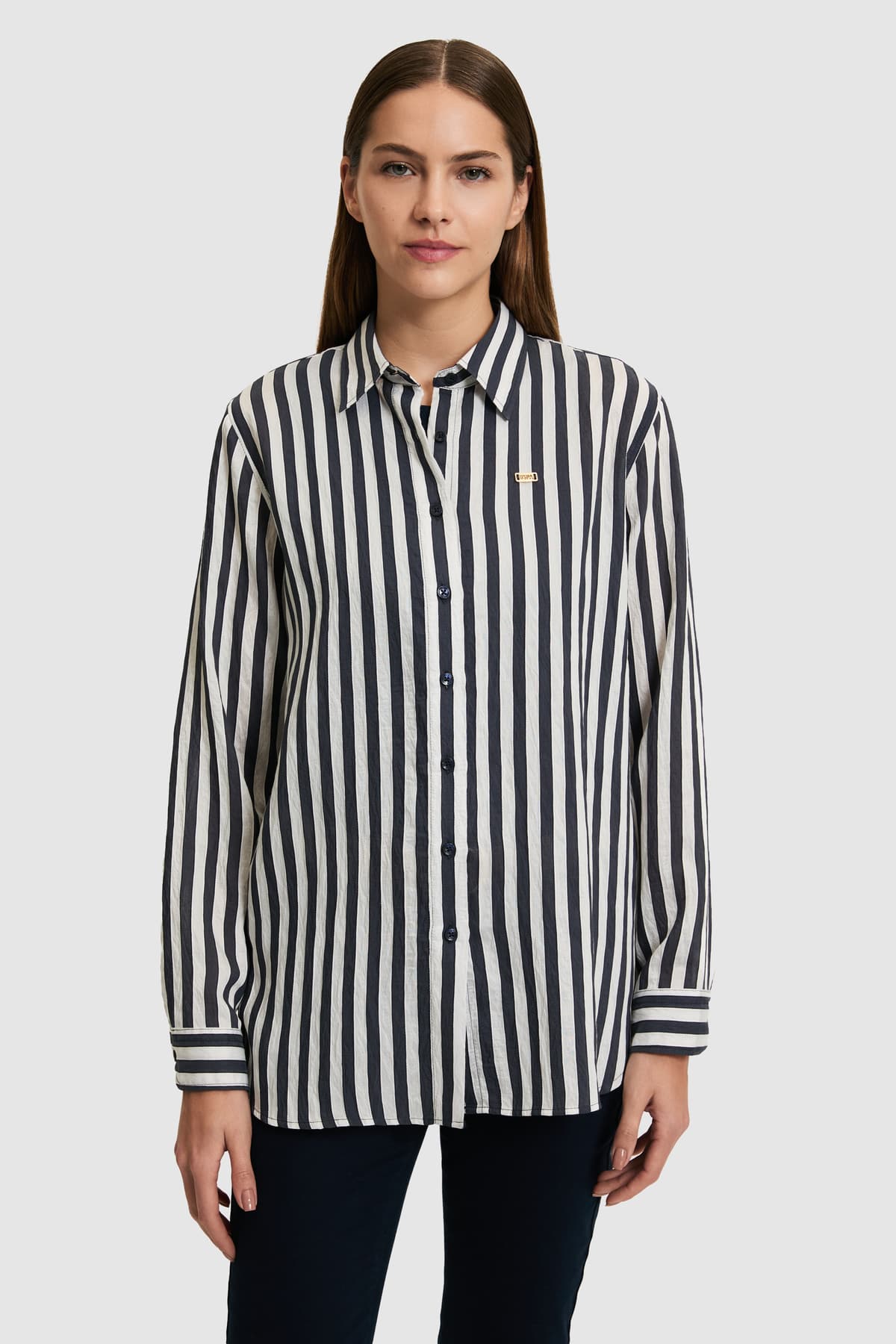 پیراهن زنانه U.S. Polo Assn. آستین بلند راهراه سرمهای مدل 50324736-VR033 پیراهن زنانه U.S. Polo Assn. آستین بلند راهراه سرمهای مدل 50324736-VR033