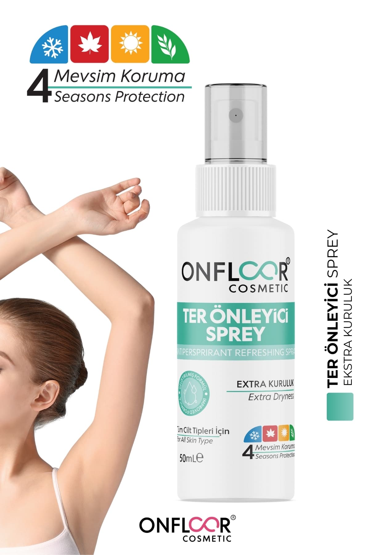 اسپری ضدتعریق بدون پودر ONFLOOR برای دست، پا و زیر بغل 50 ml اسپری ضدتعریق بدون پودر ONFLOOR برای دست، پا و زیر بغل 50 ml