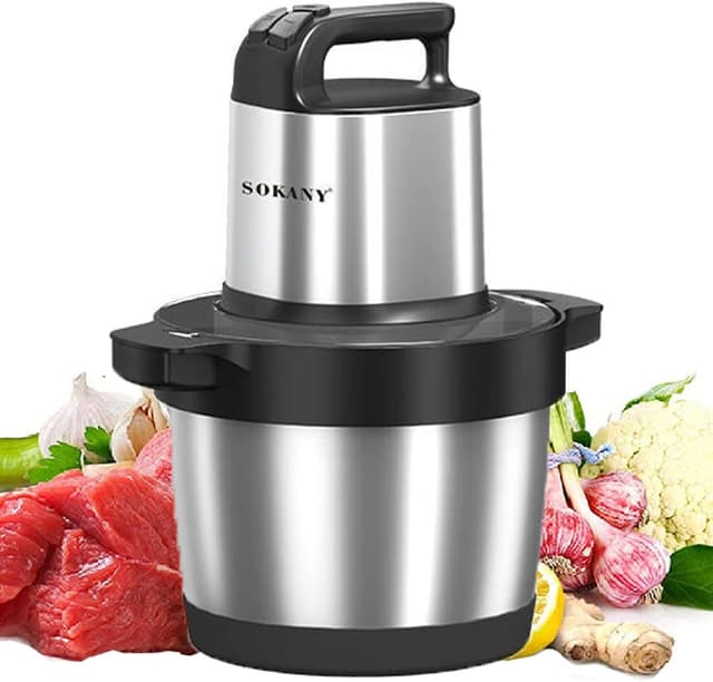 چرخگوشت برقی Sokany استیل ضدزنگ 1500W با گنجایش 6.5L و 4 تیغه مدل SK-7033 چرخگوشت برقی Sokany استیل ضدزنگ 1500W با گنجایش 6.5L و 4 تیغه مدل SK-7033