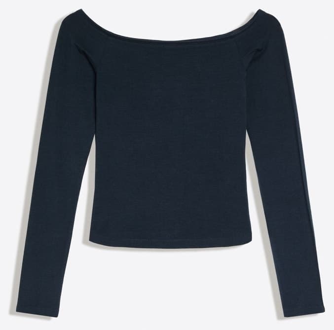 تیشرت زنانه Bershka یقه Bardot آستین بلند تیشرت زنانه Bershka یقه Bardot آستین بلند