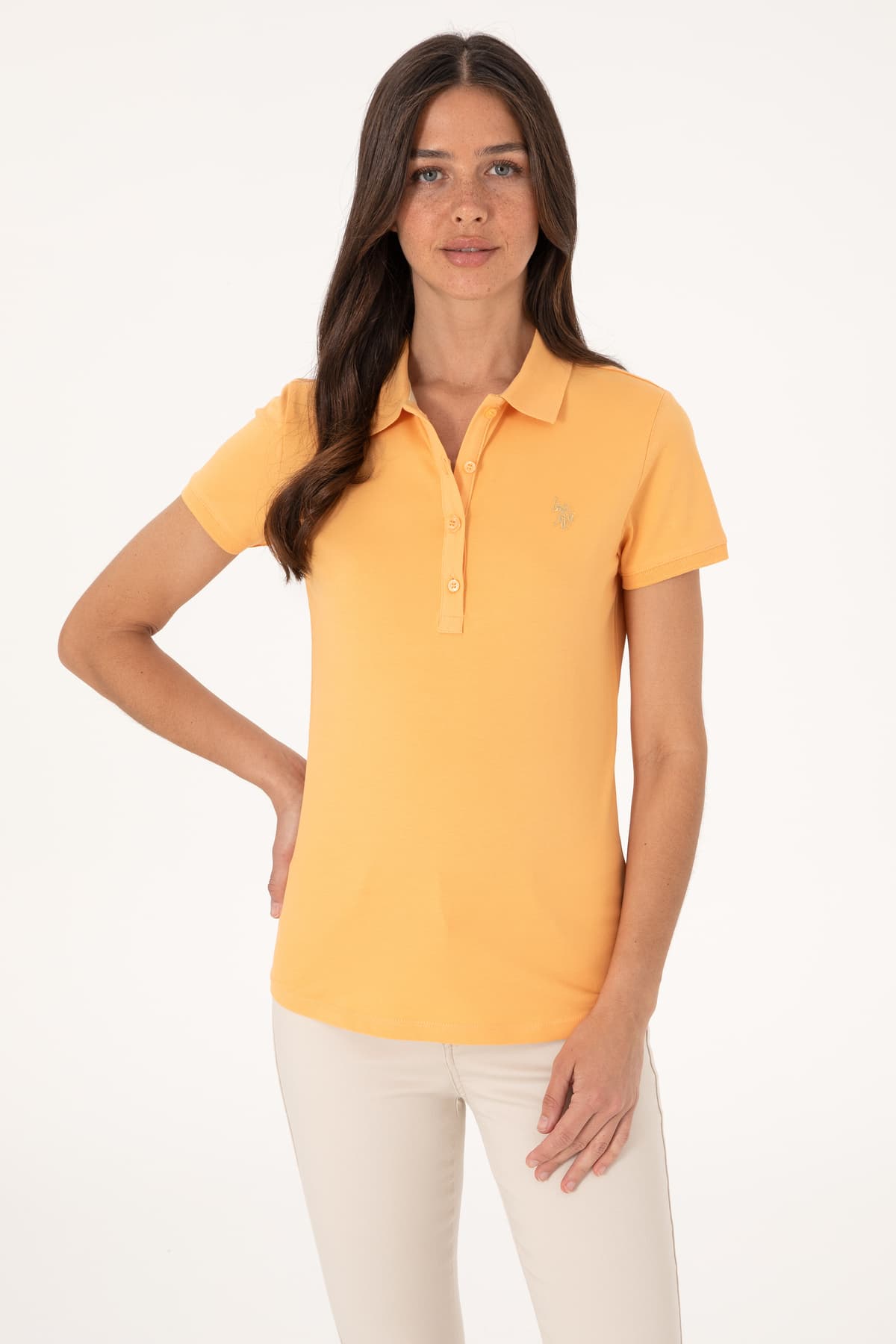تیشرت زنانه U.S. Polo Assn. نارنجی ساده مدل 50300830-VR202 تیشرت زنانه U.S. Polo Assn. نارنجی ساده مدل 50300830-VR202