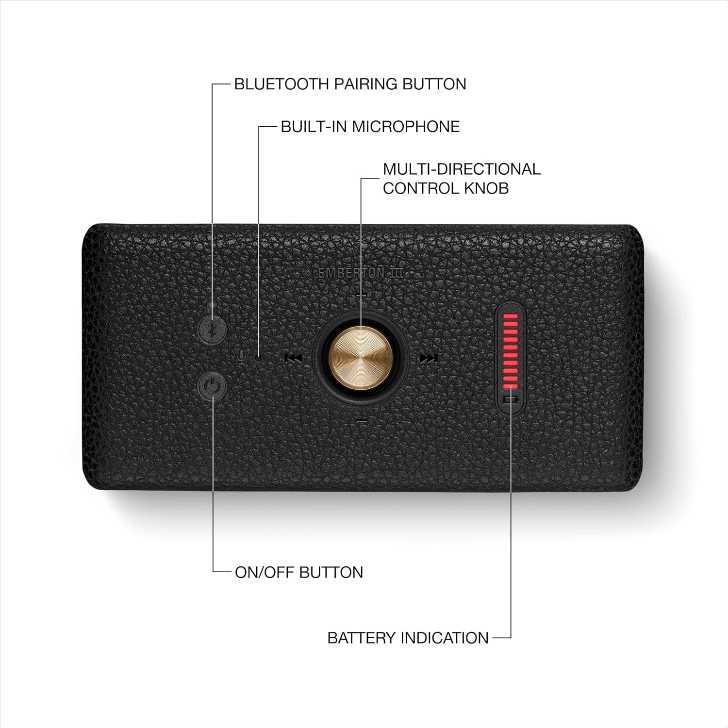 اسپیکر بلوتوثی Marshall مشکی و برنجی مدل Emberton III اسپیکر بلوتوثی Marshall مشکی و برنجی مدل Emberton III