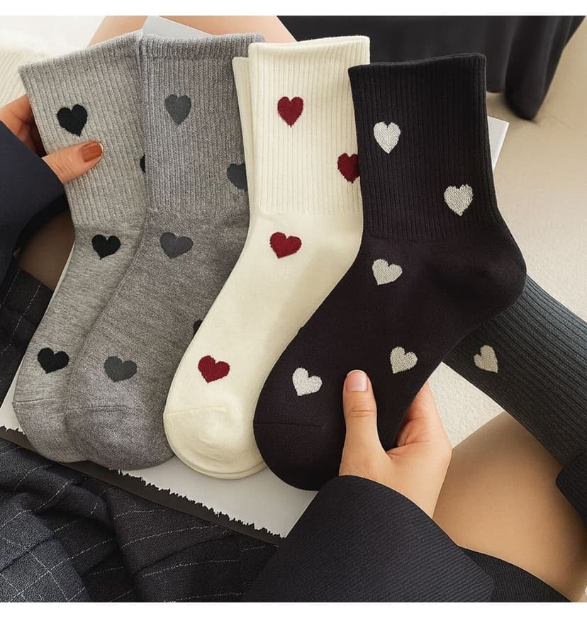 ست جوراب تنیس یونیسکس Sky Socks طرح قلب خاکستری ۴ تایی ست جوراب تنیس یونیسکس Sky Socks طرح قلب خاکستری ۴ تایی