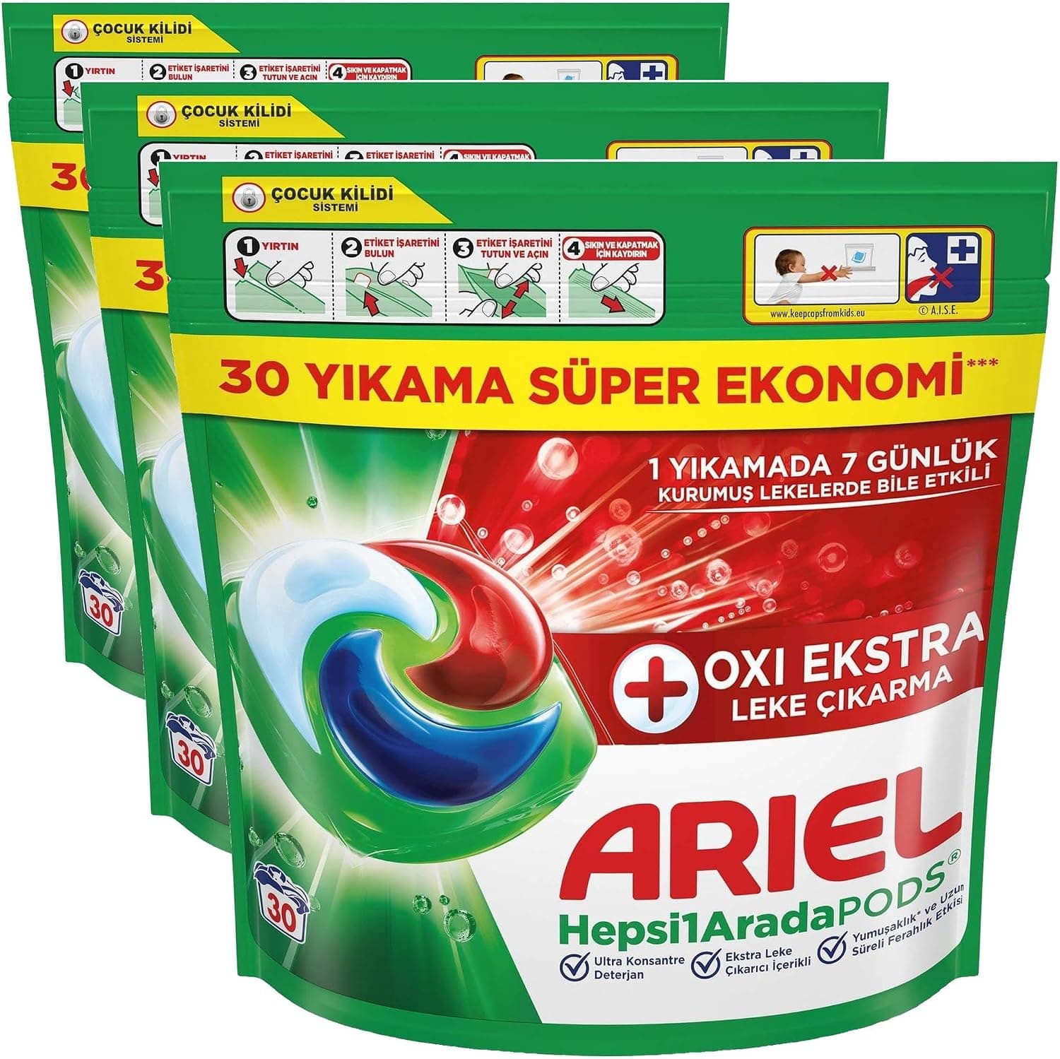 کپسول شوینده لباس Ariel Hepsi1Arada PODS با لکهبری Oxi برای لباسهای سفید و رنگی 30 شستوشو کپسول شوینده لباس Ariel Hepsi1Arada PODS با لکهبری Oxi برای لباسهای سفید و رنگی 30 شستوشو