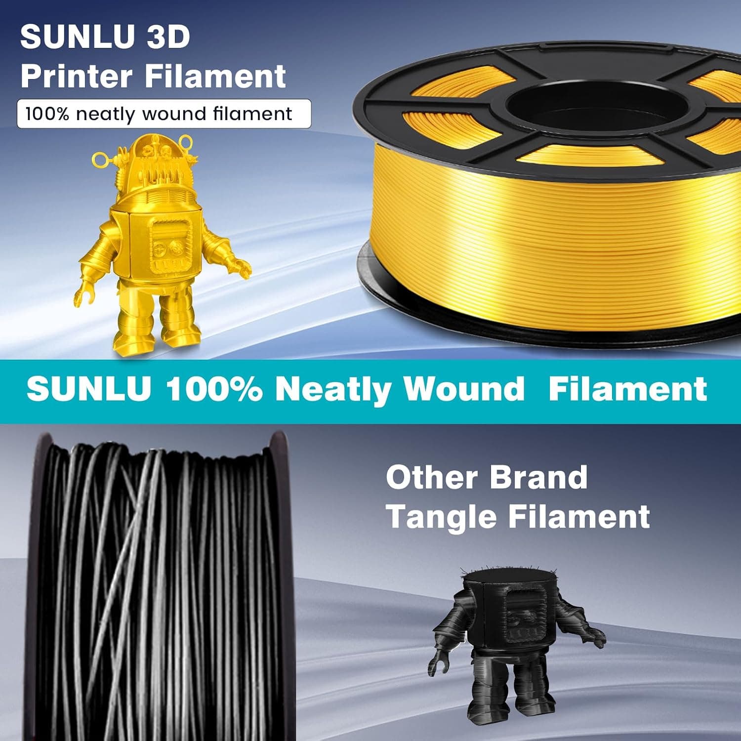 فیلامنت پرینتر سه بعدی SUNLU PLA+ ابریشمی 1.75mm نقرهای فیلامنت پرینتر سه بعدی SUNLU PLA+ ابریشمی 1.75mm نقرهای