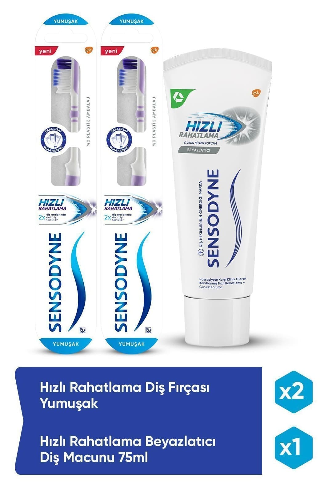 خمیر دندان Sensodyne سفیدکننده تسکین سریع 75ml + مسواک نرم 2 عددی خمیر دندان Sensodyne سفیدکننده تسکین سریع 75ml + مسواک نرم 2 عددی
