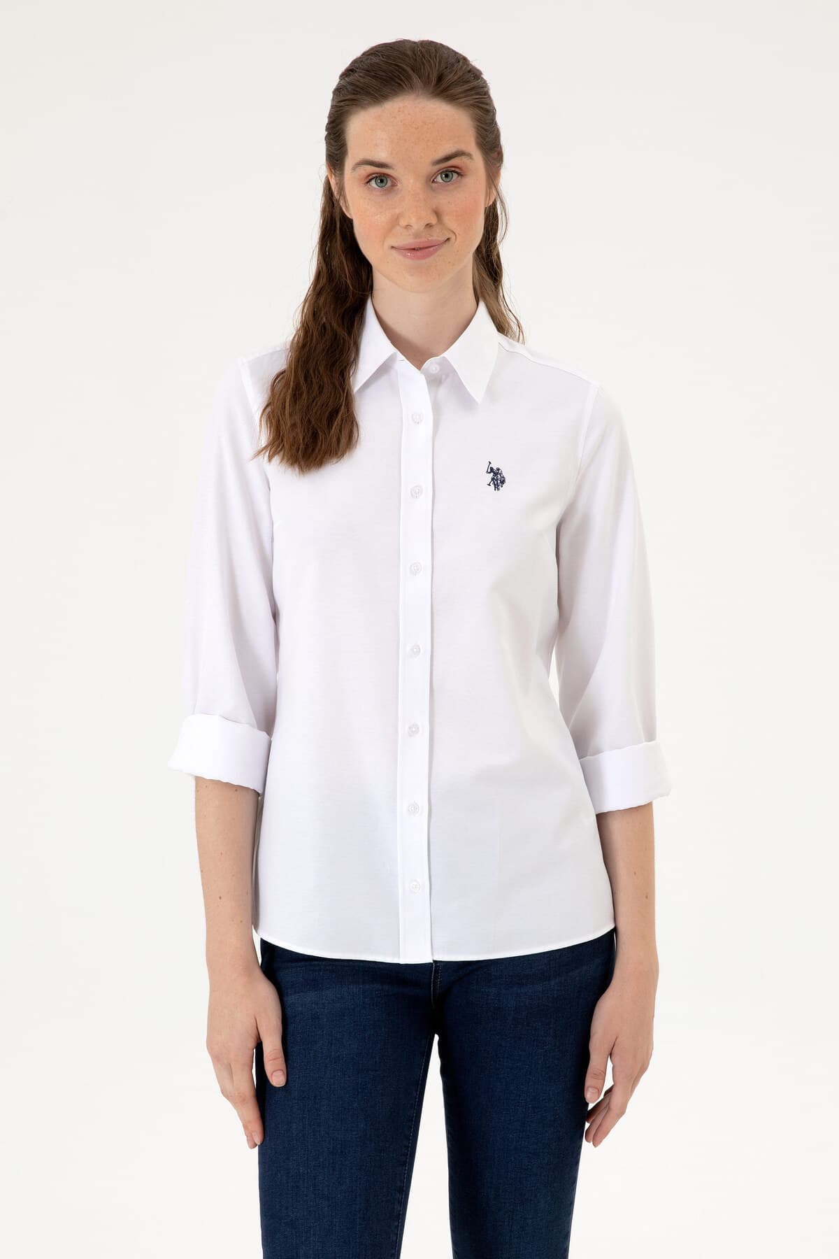 پیراهن زنانه U.S. Polo Assn. سفید آستینبلند بیسیک مدل 50324791-VR013 پیراهن زنانه U.S. Polo Assn. سفید آستینبلند بیسیک مدل 50324791-VR013