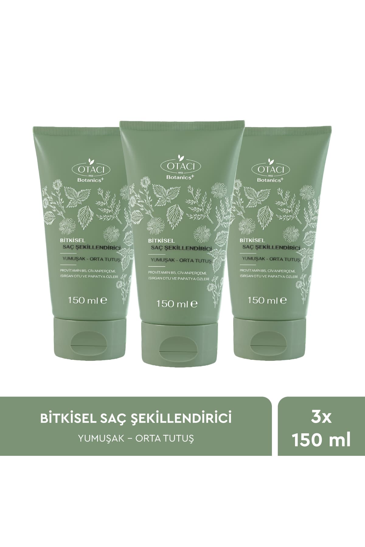 ژل حالتدهنده موی گیاهی Otacı با نگهدارندگی نرم و متوسط، بسته سهتایی 150 ml ژل حالتدهنده موی گیاهی Otacı با نگهدارندگی نرم و متوسط، بسته سهتایی 150 ml