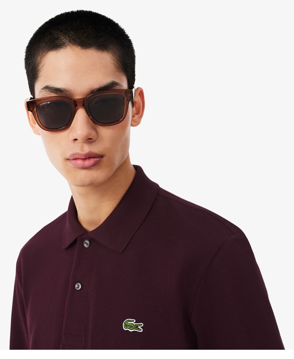پولو مردانه Lacoste آستین بلند فیت کلاسیک زرشکی مدل L.12.12 پولو مردانه Lacoste آستین بلند فیت کلاسیک زرشکی مدل L.12.12