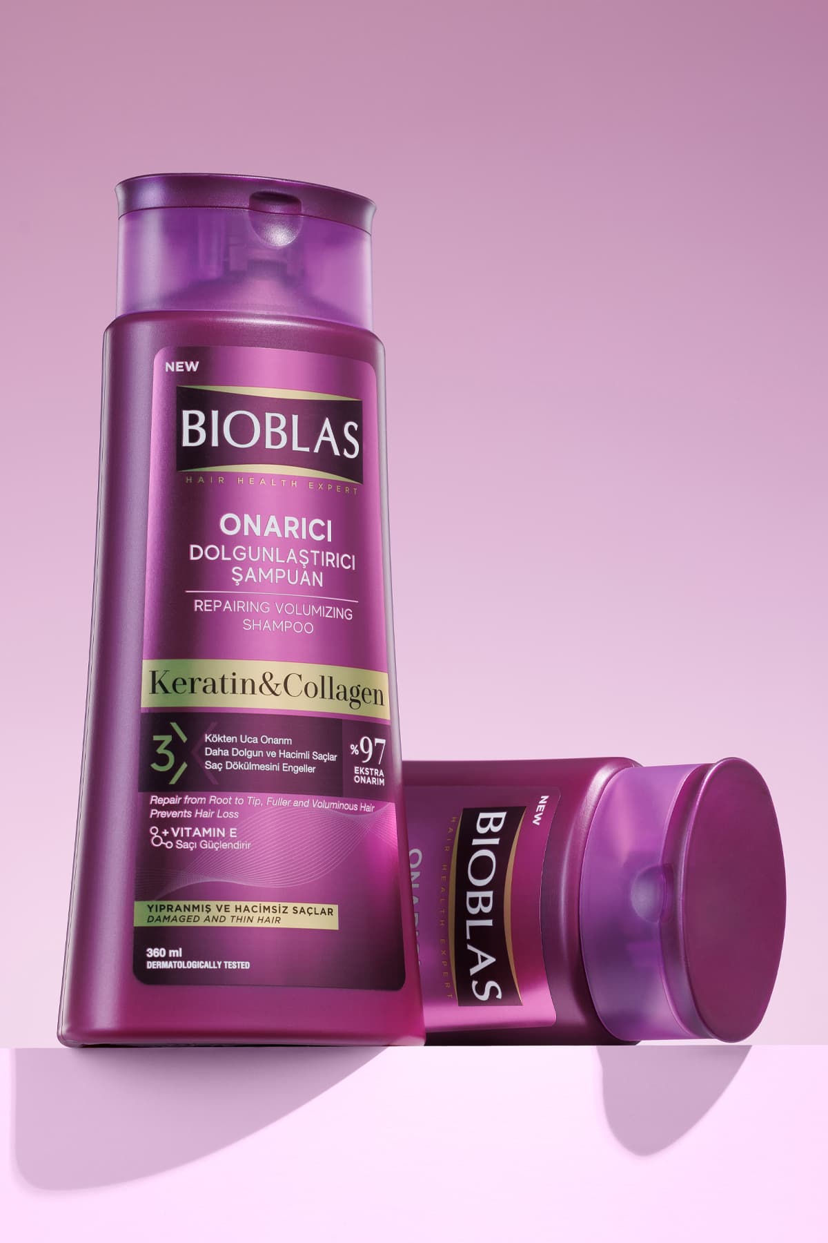 شامپو مو برای موهای نازک و آسیبدیده Bioblas حاوی کراتین و کلاژن ترمیمکننده و حجمدهنده 360 Ml شامپو مو برای موهای نازک و آسیبدیده Bioblas حاوی کراتین و کلاژن ترمیمکننده و حجمدهنده 360 Ml