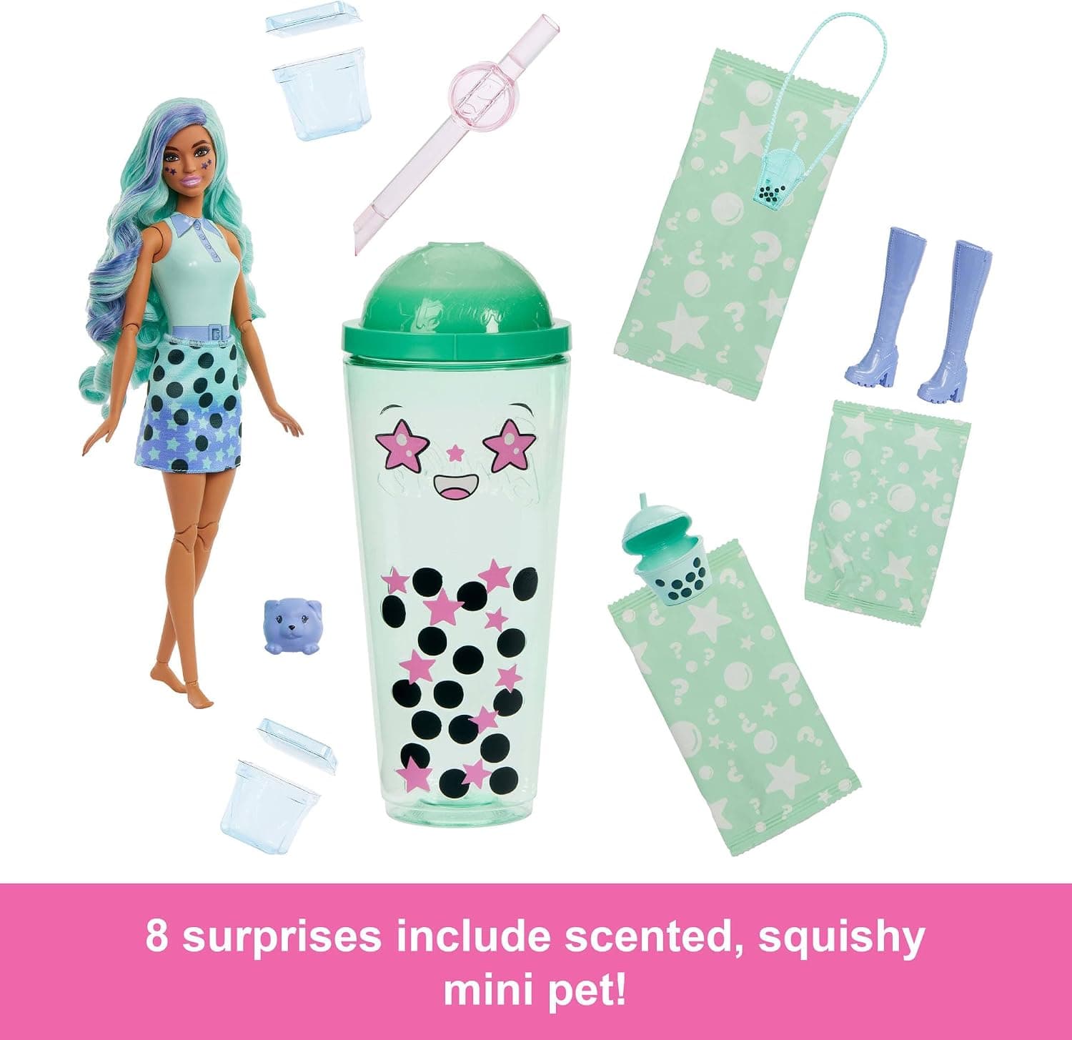 عروسک Barbie Pop Reveal Bubble Tea چای سبز مدل HTJ18 Htj21 عروسک Barbie Pop Reveal Bubble Tea چای سبز مدل HTJ18 Htj21
