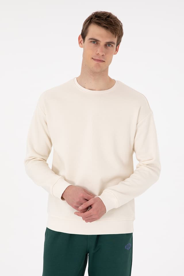سوئیشرت مردانه U.S. Polo Assn. کامفورت فیت یقه گرد کرم مدل 50293438-VR071 سوئیشرت مردانه U.S. Polo Assn. کامفورت فیت یقه گرد کرم مدل 50293438-VR071