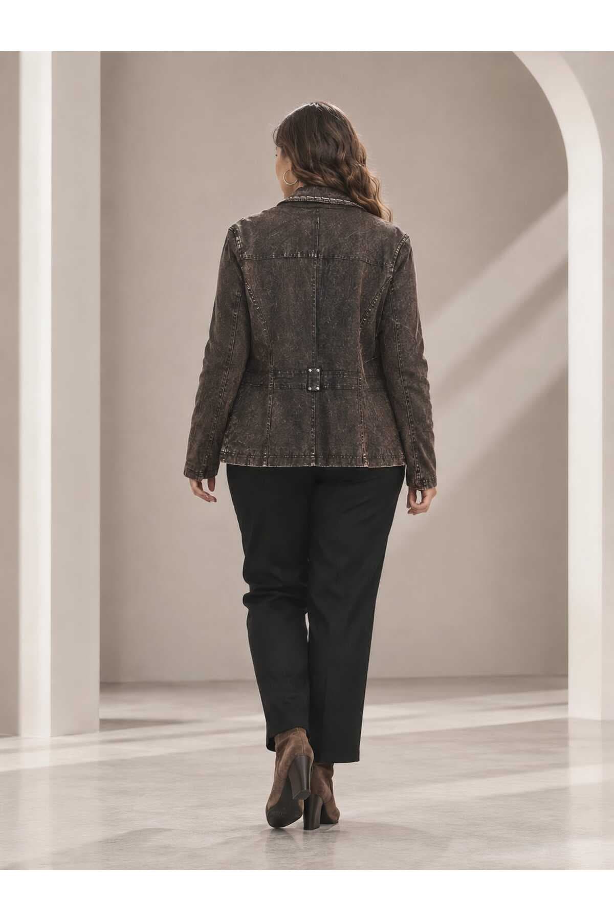 کت جین بزرگ کمرنگ با افکت قدیمی MODA کت جین بزرگ کمرنگ با افکت قدیمی MODA