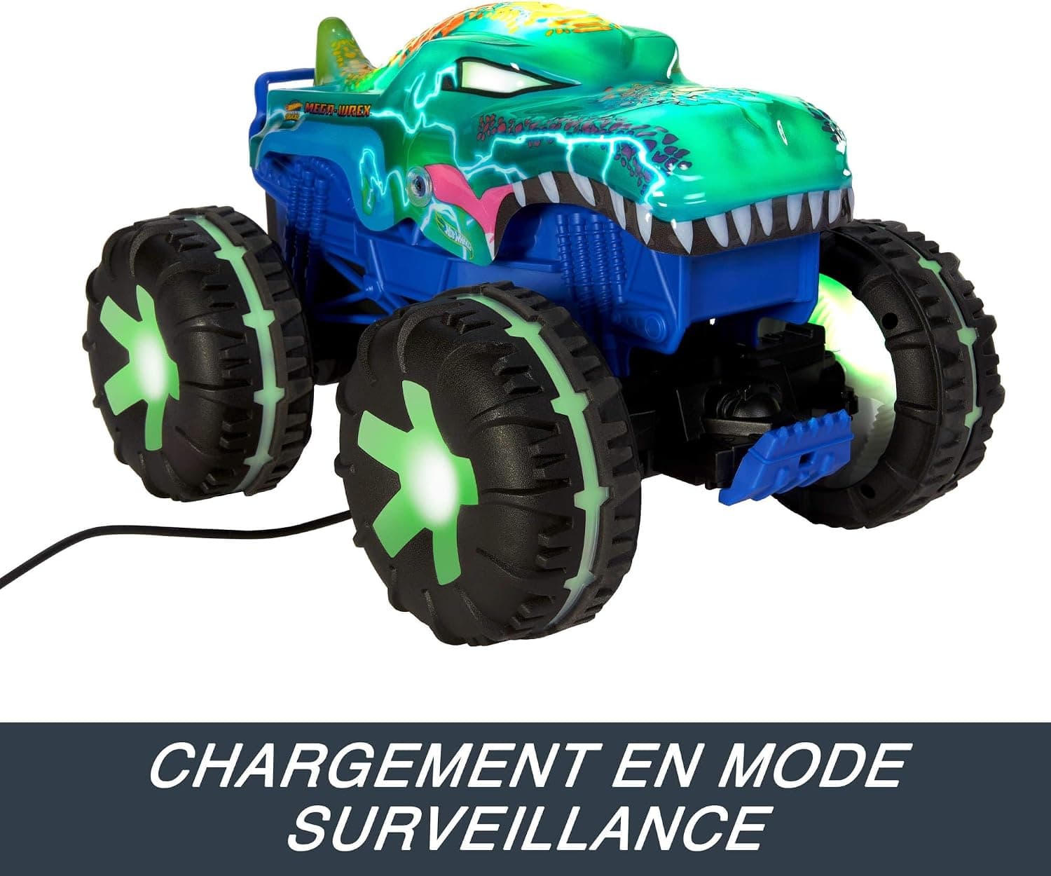 ماشین کنترلی Hot Wheels Monster Trucks Mega-Wrex با مقیاس 1:15، چراغ و صدا، مدل باتریخور ماشین کنترلی Hot Wheels Monster Trucks Mega-Wrex با مقیاس 1:15، چراغ و صدا، مدل باتریخور