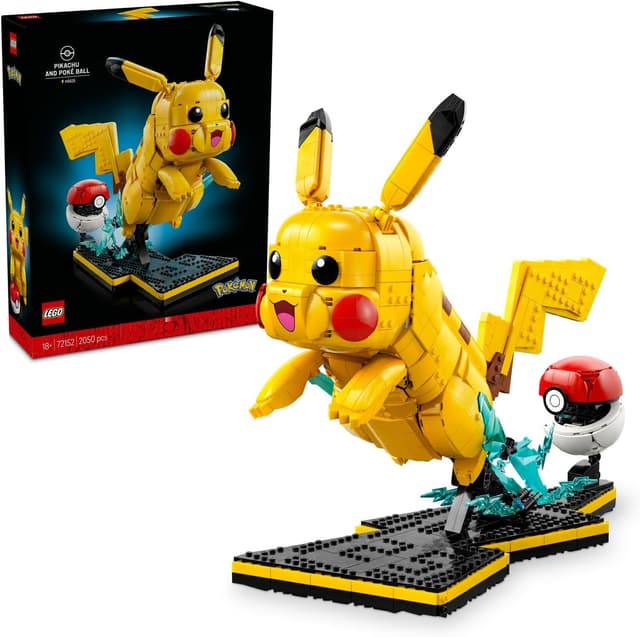 مدل ساخت مجموعۀ دکوری LEGO Pokémon Pikachu و Poké Topu 72152 با ایستگاه قابل تنظیم برای بزرگسالان، 2050 پارچه مدل ساخت مجموعۀ دکوری LEGO Pokémon Pikachu و Poké Topu 72152 با ایستگاه قابل تنظیم برای بزرگسالان، 2050 پارچه