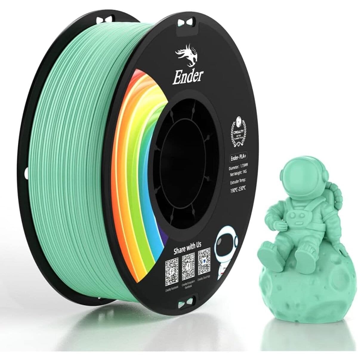 فیلامنت پرینتر سه بعدی PLA+ مدل Ender برند Creality رنگ سبز یشمی 1.75mm 1kg فیلامنت پرینتر سه بعدی PLA+ مدل Ender برند Creality رنگ سبز یشمی 1.75mm 1kg
