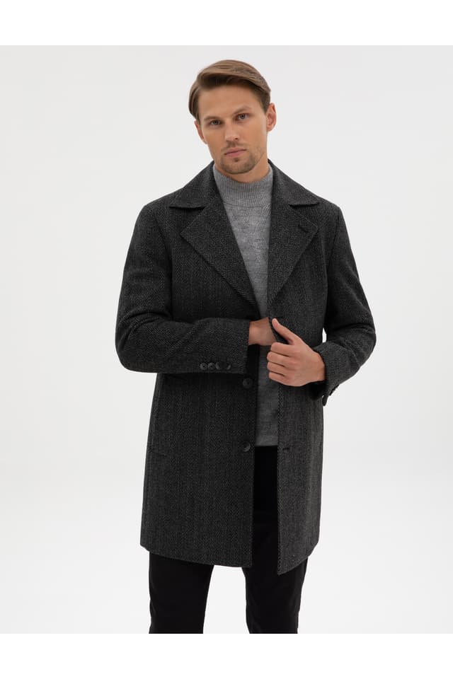 پالتو مردانه Pierre Cardin پشمی طرح جناغی زغالی مدل 50312684-VR006 پالتو مردانه Pierre Cardin پشمی طرح جناغی زغالی مدل 50312684-VR006