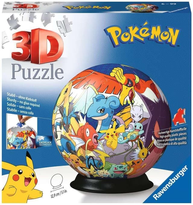 پازل توپی سه بعدی مناسب طرفداران Pokémon Ravensburger، 72 تکه، مناسب 6 سال به بالا مدل 11785 پازل توپی سه بعدی مناسب طرفداران Pokémon Ravensburger، 72 تکه، مناسب 6 سال به بالا مدل 11785