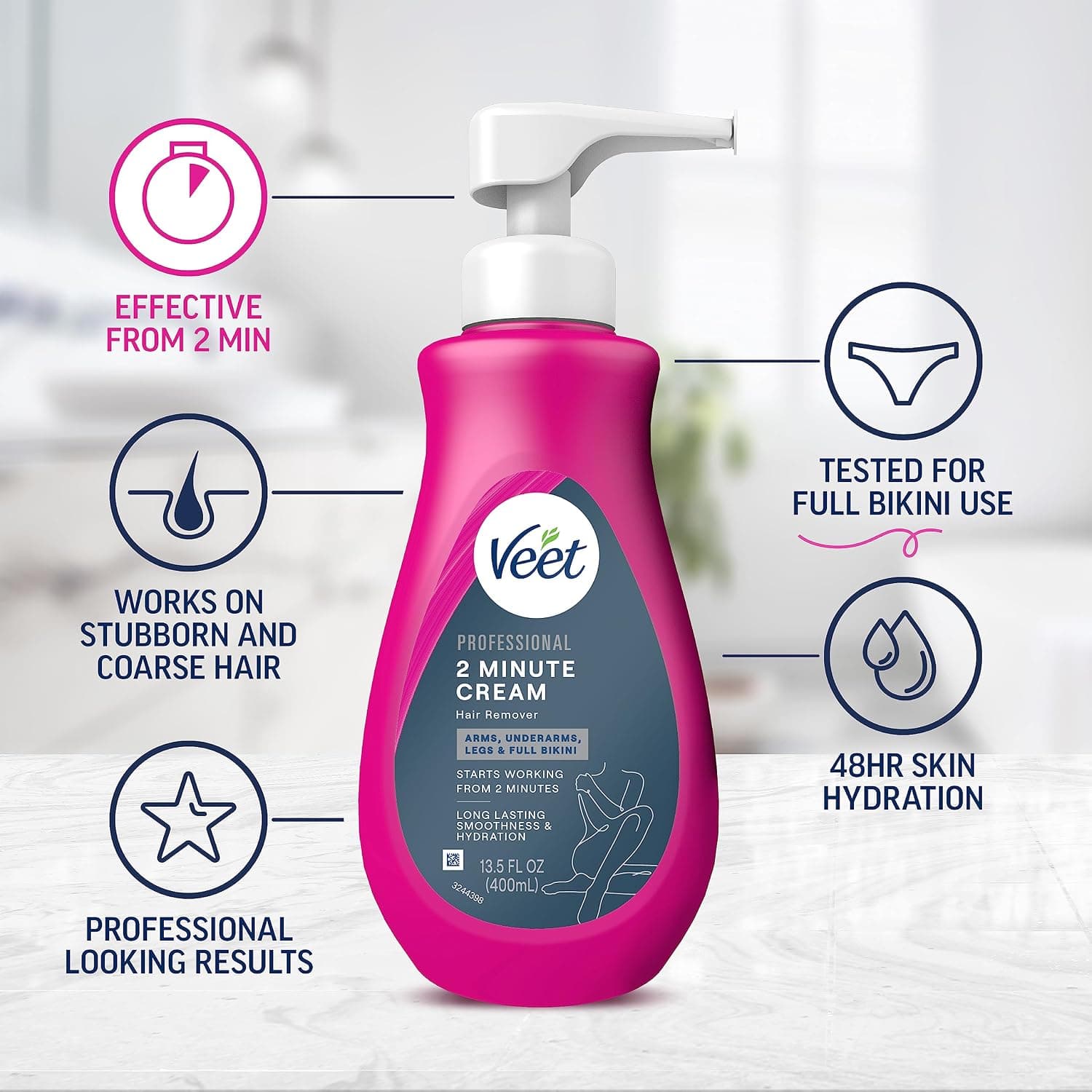 کرم موبر Veet Professional مناسب انواع پوست از جمله حساس، 2 دقیقهای 13.5 fl oz کرم موبر Veet Professional مناسب انواع پوست از جمله حساس، 2 دقیقهای 13.5 fl oz