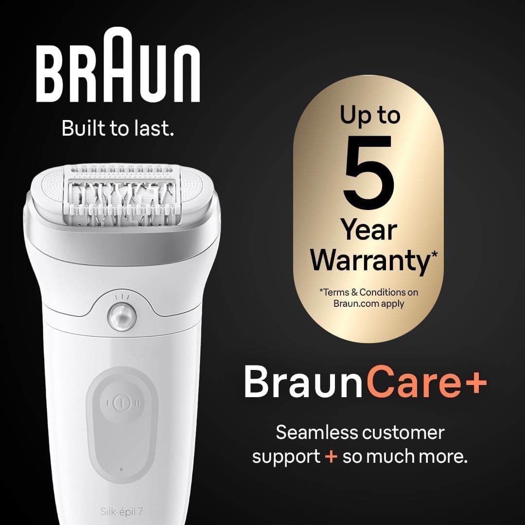 دستگاه اپیلاسیون زنانه Braun Silk-épil 7 نقرهای مرطوب و خشک با سری پهن، مدل SE7-041 دستگاه اپیلاسیون زنانه Braun Silk-épil 7 نقرهای مرطوب و خشک با سری پهن، مدل SE7-041