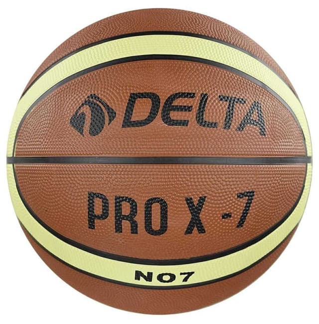 توپ بسکتبال لاستیکی Delta مدل Pro X Deluxe سایز 7 قهوهای بدون پمپ توپ بسکتبال لاستیکی Delta مدل Pro X Deluxe سایز 7 قهوهای بدون پمپ