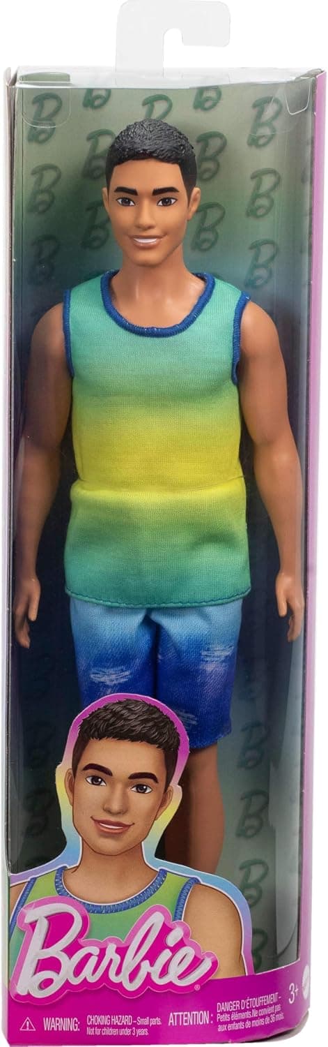 عروسک Ken دخترانه Barbie Fashionistas مدل #236 با موهای مشکی، تاپ اُمبره آبی و سبز، شلوارک جین و کتانی نقرهای عروسک Ken دخترانه Barbie Fashionistas مدل #236 با موهای مشکی، تاپ اُمبره آبی و سبز، شلوارک جین و کتانی نقرهای