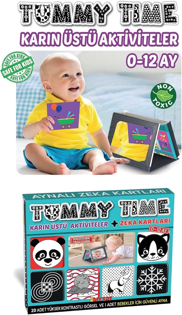 کارتهای هوش آینهدار زمان بازی روی شکم نوزاد Diytoy کارتهای هوش آینهدار زمان بازی روی شکم نوزاد Diytoy