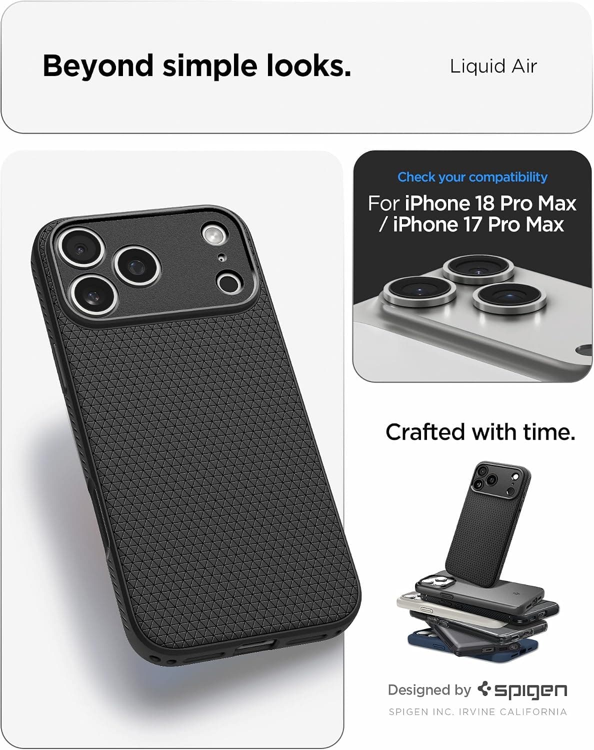قاب سازگار با iPhone 18 Pro Max و 17 Pro Max Spigen Liquid Air مشکی مات مدل ACS09888 قاب سازگار با iPhone 18 Pro Max و 17 Pro Max Spigen Liquid Air مشکی مات مدل ACS09888