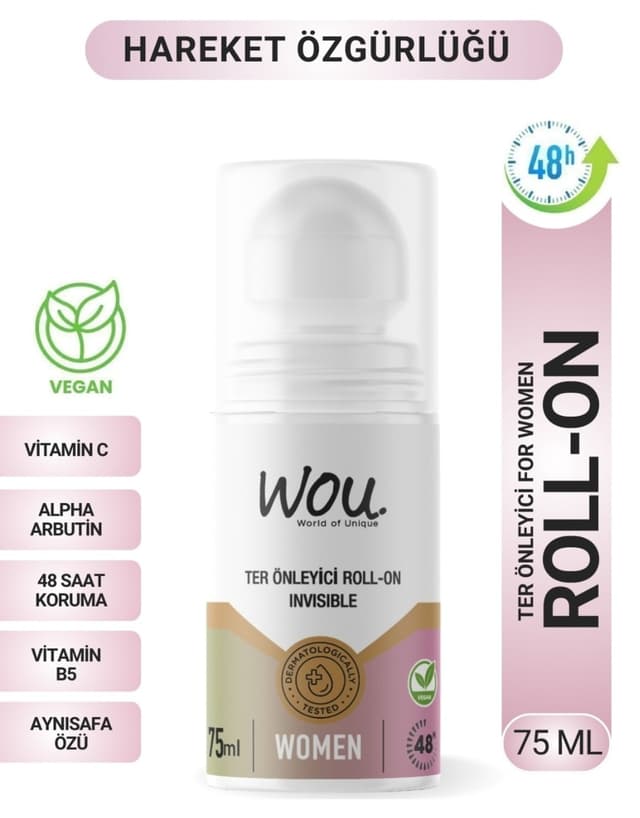 رولآن زنانه ضدتعریق و ضدلک WOU World of Unique Wou 75 ml رولآن زنانه ضدتعریق و ضدلک WOU World of Unique Wou 75 ml