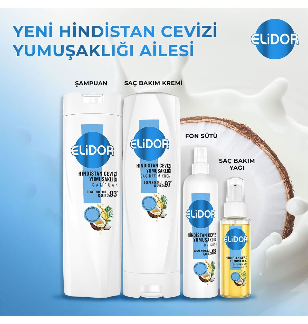 شیر فون مو Elidor با نرمی نارگیل 190 ml شیر فون مو Elidor با نرمی نارگیل 190 ml