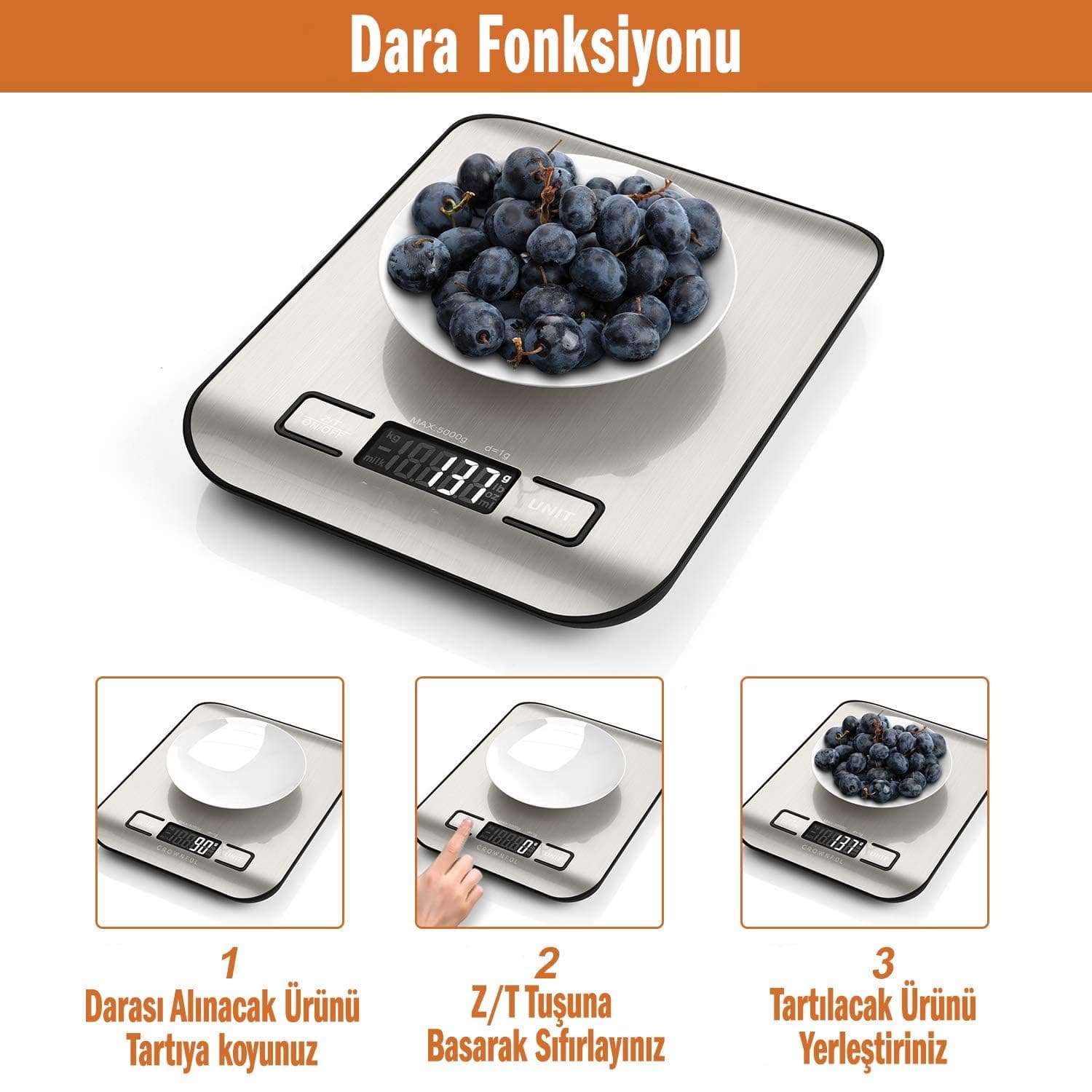 ترازو آشپزخانه دیجیتال Orret Home سطح استیل ضدزنگ ظرفیت 5 کیلوگرم صفحه LCD ترازو آشپزخانه دیجیتال Orret Home سطح استیل ضدزنگ ظرفیت 5 کیلوگرم صفحه LCD