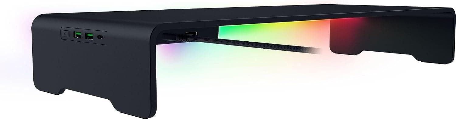 استند مانیتور Razer با نور RGB و هاب ۴ پورت USB-C مدل Chroma سیاه استند مانیتور Razer با نور RGB و هاب ۴ پورت USB-C مدل Chroma سیاه